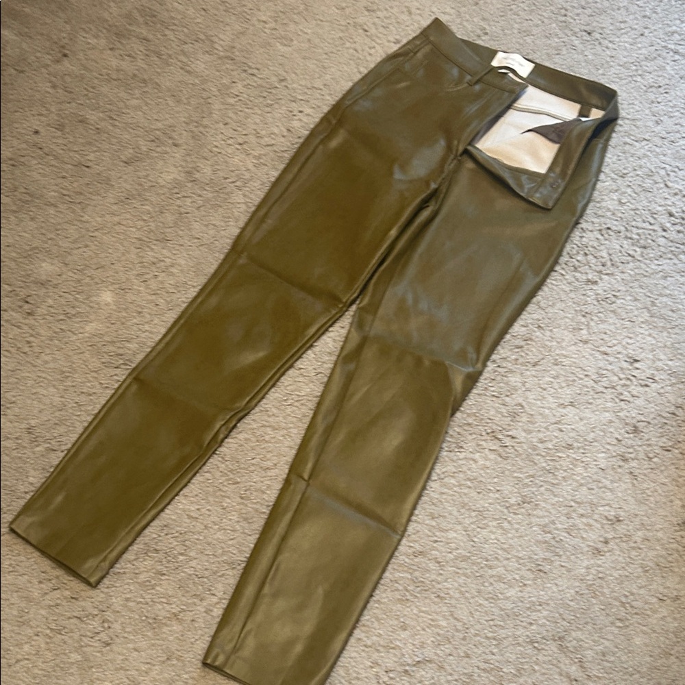 Wilfred Olive Green Straight Leg Faux Leather Pants - Picture 3 of 3